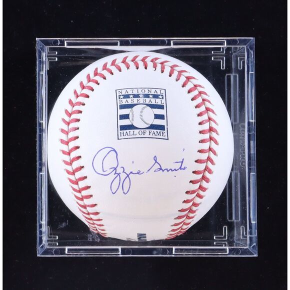 Ozzie Smith Signed Hall Of Fame OML Baseball with Display Case (PSA & Fanatics - Picture 1 of 4